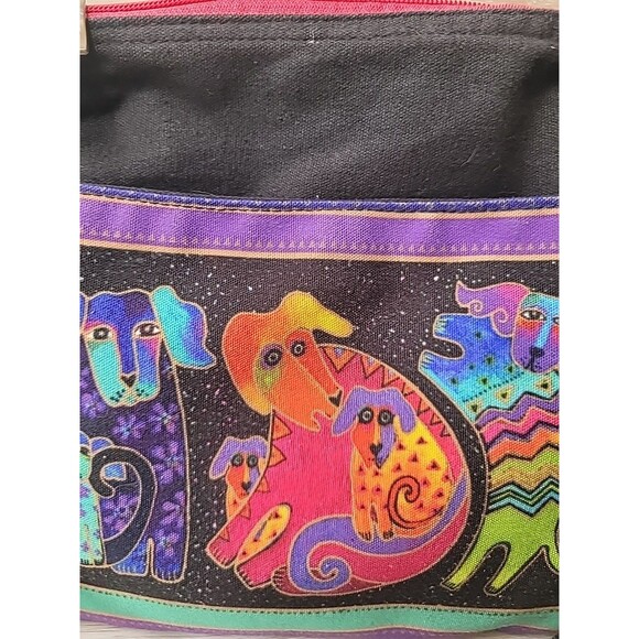 Laurel Burch Dog Puppy Clan Canvas Crossbody Tote Handbag Purse - Picture 5 of 14